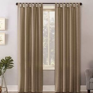 Tan Tab Top Cotton Curtain Set 98" L x 55" W
